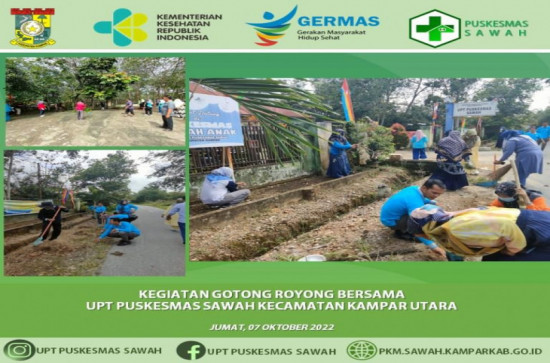 KEGIATAN GOTONG ROYONG BERSAMA DALAM RANGKA PEMBERANTASAN SARANG NYAMUK DI UPT PUSKESMAS SAWAH